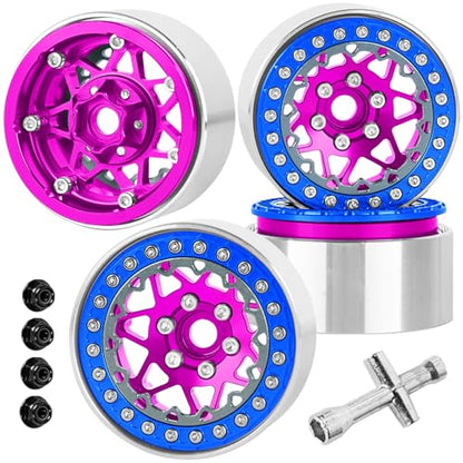 RC Aluminium 1.9 Beadlock Wheel Rims Set for 1/10 SCX10 90046 AXI03007 TRX4 TRX6 VS4-10 Gen7 Gen8 D90 CFX MST RC Crawler,(4PCS) 1.9 RC Beadlock Rims,1.9 rc Wheels,Pink - color: Pink- (Wheel Rims)