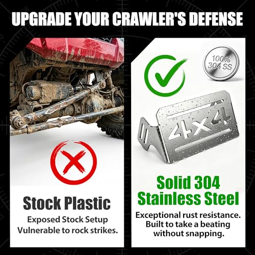 RC Crawler Front Skid Plate Servo Guard, Heavy Duty 304 Stainless Steel Protection Plate Compatible with Redcat GEN8 V2 & Axe Chassis, Upgrade Armor Parts