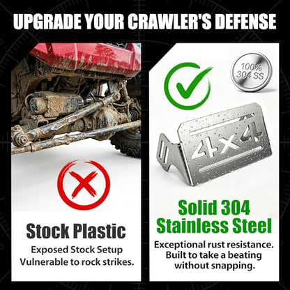 RC Crawler Front Skid Plate Servo Guard, Heavy Duty 304 Stainless Steel Protection Plate Compatible with Redcat GEN8 V2 & Axe Chassis, Upgrade Armor Parts