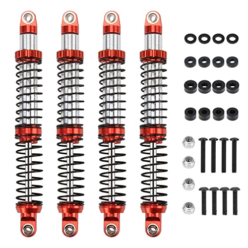 RCAWD 110mm Shock Absorber Damper Universal for a lot of 1/10 RC Hobby Cars, Full Aluminum RC Shock Upgrades, 7075 Adjustable Shocks with Spring 4pcs Hop Ups Parts Red - color: Red, size: 110mm