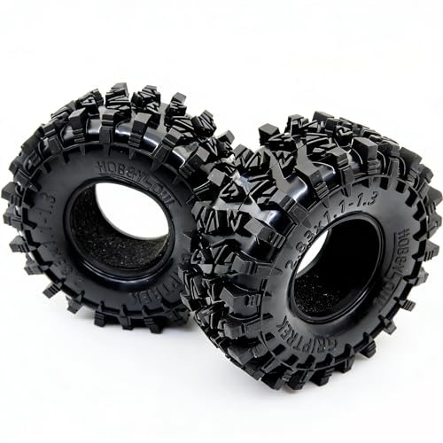 HOBBYSOUL 1.3" RC Crawler Tires - 72mm Griptrek 4-Pack Fits TRX4M SCX24 | Super soft sticky mud tires with foam inserts, upgrade for 1/18 TRX4M High Trail & 1/24 micro off-road RC crawlers