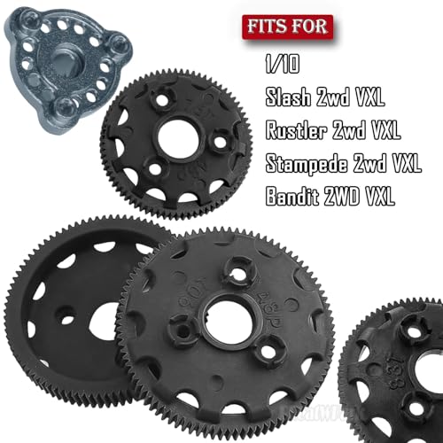 RC 48P Spur Gear (76T 83T 86T 90T) Upgrades Part for 1/10 Slash/Rustler/Stampede/Bandit 2WD (VXL),w/Slipper Clutch & Transmission Gear & Slipper Rebuild Kit & Pressure Plate,Titanium - color: (76t 83t 86t 90tgear) - Titanium