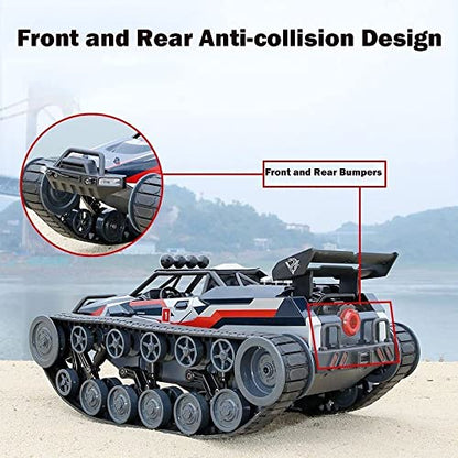 GoolRC RC Tank Car, 1/12 Scale 2.4GHz Remote Control Tank, 360?Rotating Off-Road RC Crawler Military Vehicle with Rechargeable Battery Gifts for Adults Teens (Red) - color: Red