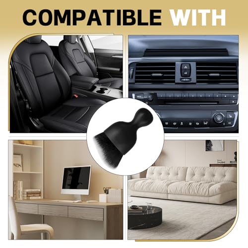 1Pcs Auto Soft Hair Brush Advanced Car Interior Detailing Brush for Dashboard Air Vent Gaps Dust Removal and Cleaning of Leather Surfaces Widely Used, Black - color: Black