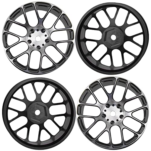 4Pcs Vgoohobby Aluminum Wheel Rims 12mm Hex Hub Width 26mm Compatible with 1/10 Tamiya TT-01 Kyosho RedCat Sakura HSP HPI 1/10 On-Road Racing Touring RC Drift Car (Black) - color: Black