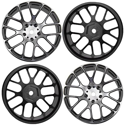 4Pcs Vgoohobby Aluminum Wheel Rims 12mm Hex Hub Width 26mm Compatible with 1/10 Tamiya TT-01 Kyosho RedCat Sakura HSP HPI 1/10 On-Road Racing Touring RC Drift Car (Black) - color: Black