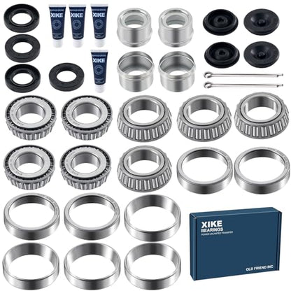 XiKe 25mm Axles 30205 Trailer Bearings Wheel Hub Kit, 4 Sets | Includes TC30x52x10mm Seal, OD 52mm Dust Cover and Cotter Pin. - size: 30205 + Seal ID 1.18, style: Pack 4 Set