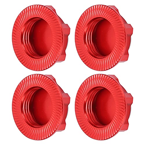 17mm Hex Wheel Nuts, 4pcs Aluminum Alloy 17mm Self Lock Hex Wheel Nuts Adapter Dustproof Caps for 1/8 RC Car Track Wheel Rims (Red) - color: Red