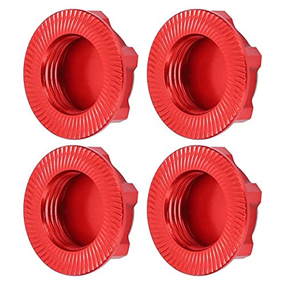 17mm Hex Wheel Nuts, 4pcs Aluminum Alloy 17mm Self Lock Hex Wheel Nuts Adapter Dustproof Caps for 1/8 RC Car Track Wheel Rims (Red) - color: Red