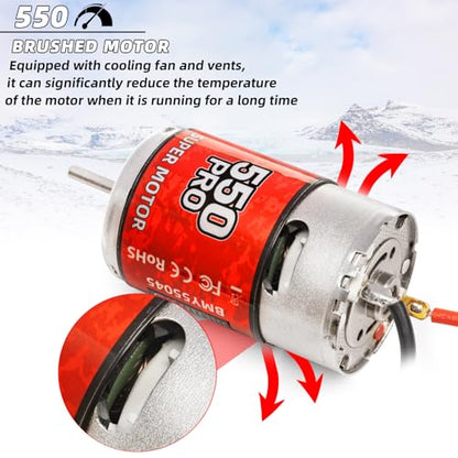 Brushed Power Combo 550 10T Motor 60/320A ESC BEC 6V/2A Splash-Proof for 1/10 RC Car Truck Buggy Short Course Slash ARRMA Granite Senton Axial Redcat HSP HPI Wltoys Kyosho,High-Speed Car