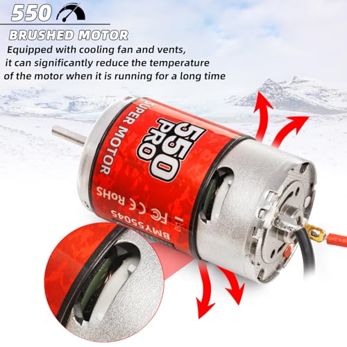 RC Motor 550 45T Brushed Motor Splash-Proof for 1/10 Trx4 Slash ARRMA Granite Senton Axial Redcat HSP HPI Crawler Off-Road,Highway Slow High Speed Car (45T)