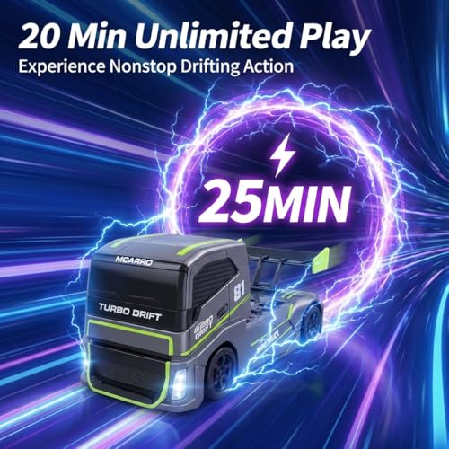 1/87 Scale Drift Rc Car - Semi-Truck Edition | 2.4GHz 4WD High-Speed Mini Remote Control Truck with Racing Lights (Gray)
