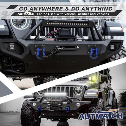 AUTMATCH 3/4" Mega D Ring Shackles (2-Pack) - 68,000 lbs Break Strength | Heavy Duty Clevis Shackle with 7/8" Pin & Isolator Washer Kit for Tow Strap, Winch, Towing & Off-Road Vehicle Recovery, Blue - color: Blue & Black