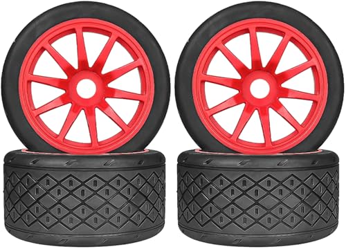 1/7 1/8 On Road Tire Set On Road Tire Tyre 17mm Wheel Rims for Arrma 1/7 Infraction Limitless FS Racing Model GT RC Car Upgrade On Road Tyre 4Pcs One Set - color: L-red, size: 4Pcs Small