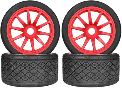 1/7 1/8 On Road Tire Set On Road Tire Tyre 17mm Wheel Rims for Arrma 1/7 Infraction Limitless FS Racing Model GT RC Car Upgrade On Road Tyre 4Pcs One Set - color: L-red, size: 4Pcs Small