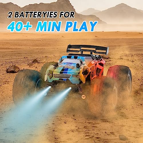 Remote Control Car, Remote Control Truck, 2.4Ghz All Terrain Rc Cars | 20 KM/H Off-Road Monster Truck with LED Bodylight and 2 Rechargeable Batteries Toys for Boys