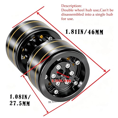 RC RC 1.0" Full Brass Beadlock Wheels Rims Set for 1/18 Trx4m 1/24 SCX24 RC Crawler Car,1.0 Beadlock Wheel Rims