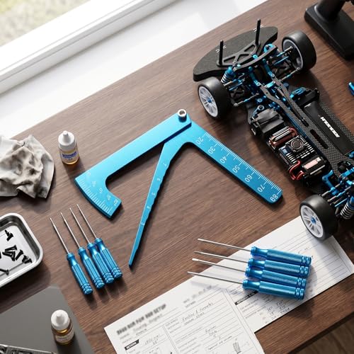 RC Car Ruler, RC Adjustable Ruler Adjusting Height and Wheel Rim Camber Tool for On Road RC Car Truck Tire Ride Height
