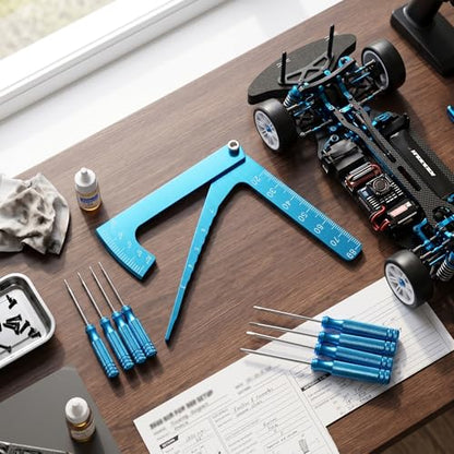 RC Car Ruler, RC Adjustable Ruler Adjusting Height and Wheel Rim Camber Tool for On Road RC Car Truck Tire Ride Height
