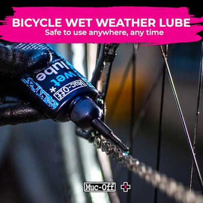 Muc-Off Chain Wet Lube 120ml 2-Pack | Biodegradable Bicycle Chain Lubricant Wet | Reduces Friction & Extends Chain Life | Wax-Based Formula Repels Water | Suitable for MTB & Road Bikes - size: 120mL (Pack of 02)