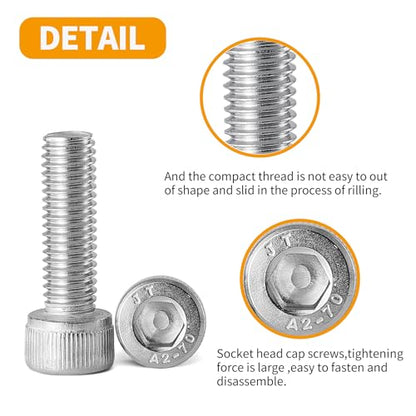 M5 x 8mm 12mm 16mm 20mm 25mm Socket Head Cap Screws Bolts, Stainless Steel 304, Metric Allen Hex Drive, Fully Threaded, Bright Finish, 50PCS - size: Hex Socket Head M5x8/12/16/20/25mm