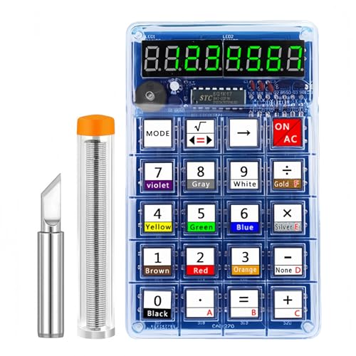 DIY 7-Digit LED Display Electronics Calculator Soldering Practice Kit | Build Electronics STEM Projects for Classroom/Home; Learn to Solder Kit for adults, teens, students, makers and hobbyists. - color: Green