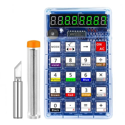 DIY 7-Digit LED Display Electronics Calculator Soldering Practice Kit | Build Electronics STEM Projects for Classroom/Home; Learn to Solder Kit for adults, teens, students, makers and hobbyists. - color: Green
