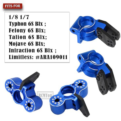 Aluminum Front Knuckles Steering Blocks &Rear Hub Stub Axle Carriers Upgrades Part for 1/8 Typhon/Talion 6S BLX,1/7 Felony/Mojave/Infraction 6S BLX,Navy Blue - color: Navy Blue