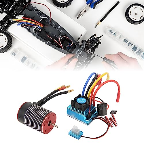 3650 Brushless Motor 120A ESC Combo, Professional Rotor Poles RC Brushless Motor ESC Set High Torsion for RC Car (5200KV)