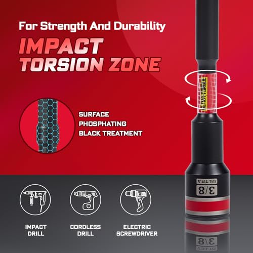 Impact Nut Driver Set, 10 Pieces 2.56”6”Long 1/4”5/16”3/8”7/16” 1/2”6 Point Alloy Steel Magnetic SAE Nut Setter Set Use For Require Installing 1/4 Hex Shank Impact Driver with Case Box - size: 2.56"/6", style: MIXS-10pcs