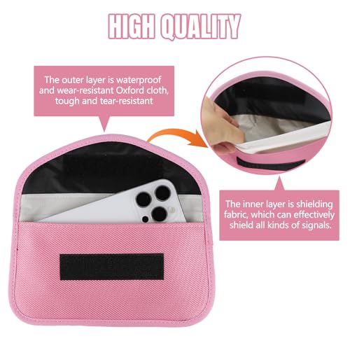 2PCS Faraday Bag for Phones and Car Keys, Keyless Entry RFID Signal Blocking Bag Key Fob Protector, Anti-Theft Faraday Pouch for Cell Phone Privacy Protection, Signal Shielding (Pink) - color: Pink