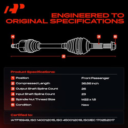 A-Premium Front Right Passenger Side CV Axle Shaft Assembly | Compatible with Toyota Celica 1990-1993, Corolla 1993-2002 & Chevrolet Prizm 1998-2002 & Geo Prizm 1993-1997 - style: Front Passenger Side