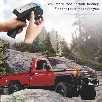 RC Truck 1/12 RC Rock Crawler, MN-82 4x4 Off Road RC Pickup Truck, 2.4GHz Proportional Throttle Steering All Terrain Remote Control Car RTR with Headlights and 2 Batteries for Adults (Red) - color: Red