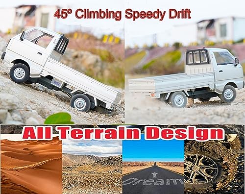 WPL D12 RC Car 1/10 Remote Control Kei Truck RC Drift Car RTR | Off Road Pickup 2.4G with Proportional Throttle Steering 260 Motor Rear Drive Hobby Grade Toy Adult