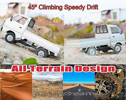 WPL D12 RC Car 1/10 Remote Control Kei Truck RC Drift Car RTR | Off Road Pickup 2.4G with Proportional Throttle Steering 260 Motor Rear Drive Hobby Grade Toy Adult
