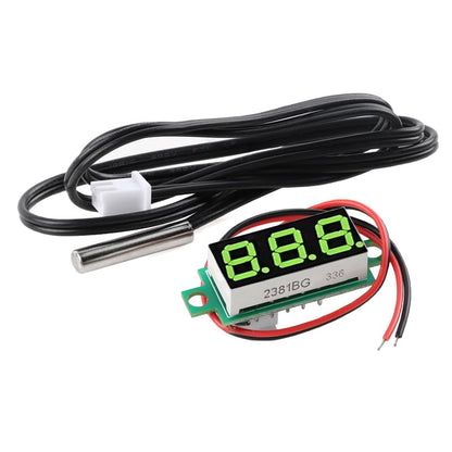 2pcs NTC Waterproof Digital Thermometer Module with Metal Probe -50°C to 125°C Green - color: Green