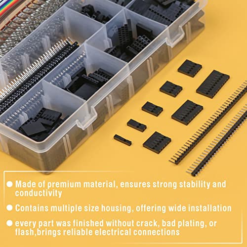 1550PCS 2.54mm Pitch Wire-to-Wire Connector Kit, Includes Pin Headers, Jumper Wire, Crimp Pins for RC Servo, Arduino, SMT, SATA, EPS, PCIE, Battery Balancer - size: XH2.54 1550PCS
