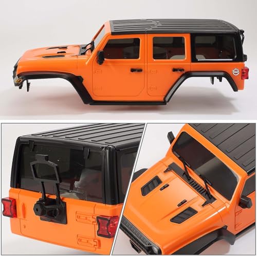 6.10inch/155mm Wheelbase Shell ABS Hardtop Body Kit Replacement Part for TRX4M Bronco Defender AX8560 1/18 RC Crawler Chassis (Orange) - color: Orange