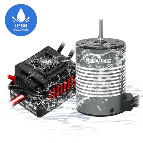 Waterproof S3650 4300KV Brushless Motor 3.175mm Shaft with 60A Brushless ESC Electric Speed Controller Combo Set with Heatsink and Programming Card for 1/10 Remote Control Car Truck, Red - size: 4300KV Motor&60A ESC&Heatsink&Programming Card