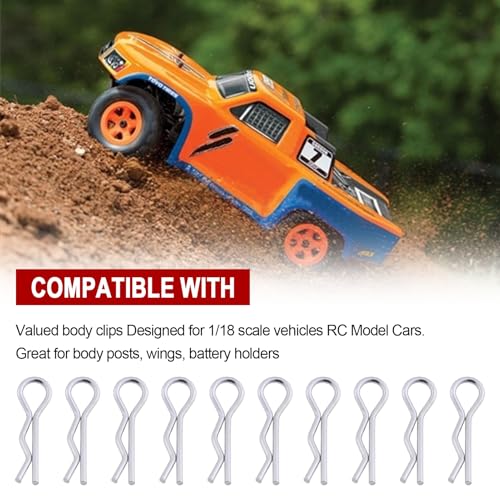 Hobbypark 1/18 Body Clips Small Bent Springy R Pins for WLtoys A949 A959 A969 A979 A959-B A969-B A979-B RC Car Vehicles Replacement (50-Pack)