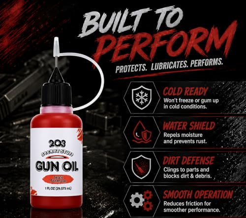 203 Gun Oil, High Viscosity Firearm Lubricant, Precision Needle Oiler, Gun Oil for Pistols, Rifles & Shotguns, Prevents Rust, Reduces Friction & Wear, Extreme Temperature Performance, 1 oz - color: White