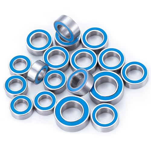 18PCS Rubber Sealed Bearing Kit Losi 1/16 Mini-B Mini-T Off-Road | RC Car Upgrade Part Wheel Hub Axle Blue Ball Bearings