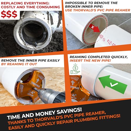 THORVALD PVC Pipe Reamer TriForce - 7 Sizes with Tungsten Carbide Blades - Video Tutorial + User Guide - 3 Blades PVC Fitting Saver for Plumbing - Tool Sizes: 1/2" ; 3/4″ ; 1″ ; 1-1/2″ ; 2″ ; 3″ ; 4″