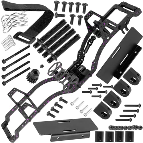LCG Carbon Fiber Chassis Kit & Front Mounted Transmission Upgrades Part for 1/10 RC Crawlers SCX10 SCX10 II Capra 1.9 UTB and Other DIY Builds,Aluminum Gearbox Carbon Fiber Chassis,Colour - color: Colour(for 1/10)