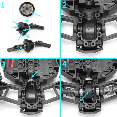 Steel Rear Diff Gears for Tra-xxas 1:16 Mini Maxx/Slash/XRT VXL 3S | Monster Truck Upgrades RC Spiral Cut Differential Gear Sets - style: Rear Diff Gear Set