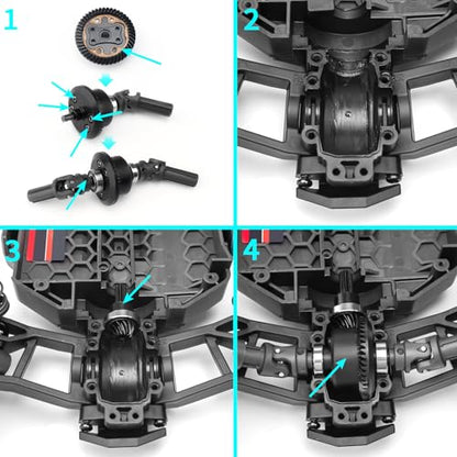 Steel Rear Diff Gears for Tra-xxas 1:16 Mini Maxx/Slash/XRT VXL 3S | Monster Truck Upgrades RC Spiral Cut Differential Gear Sets - style: Rear Diff Gear Set