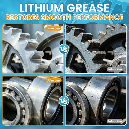 White Lithium Grease – Multi-Purpose Grease for Car Door, Hinges, Bearings, Gears, Sliding Track Auto Grasa De Litio, Rust & Waterproof Lubricant for Marine, Industrial & Household Use 3oz/85g