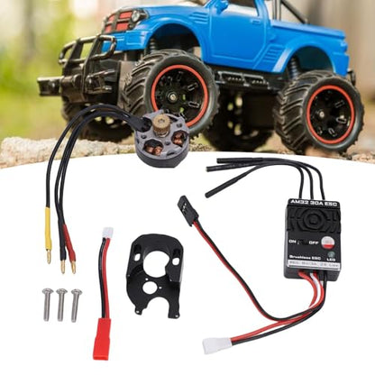 Drfeify 2204 2400KV Brushless Outrunner Motor with Transmission and 30A Brushless ESC Mount Combo Kit for SCX24 Axial 1/24 Remote Control Crawler Truck Car