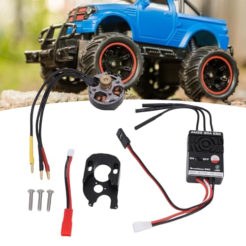 Drfeify 2204 2400KV Brushless Outrunner Motor with Transmission and 30A Brushless ESC Mount Combo Kit for SCX24 Axial 1/24 Remote Control Crawler Truck Car