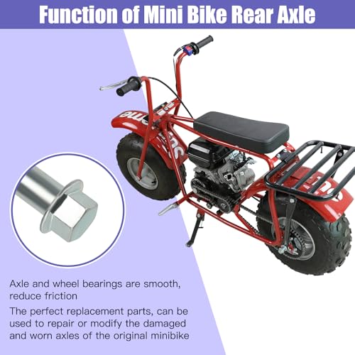 14mm 325mm Mini Bike Rear Axle + 225mm Front Axle Kit for CT200U | 14mm Rear and Front Axle Kit Compatible with Coleman CT200U Minibike 196CC 200CC 6.5HP Engine Parts 15mm Chain Adjuster - color: silver